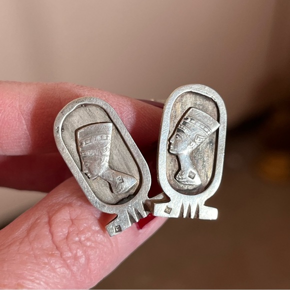 Antique Art Deco Victorian Egyptian Pharaoh Sterling silver Cufflinks - Picture 16 of 17